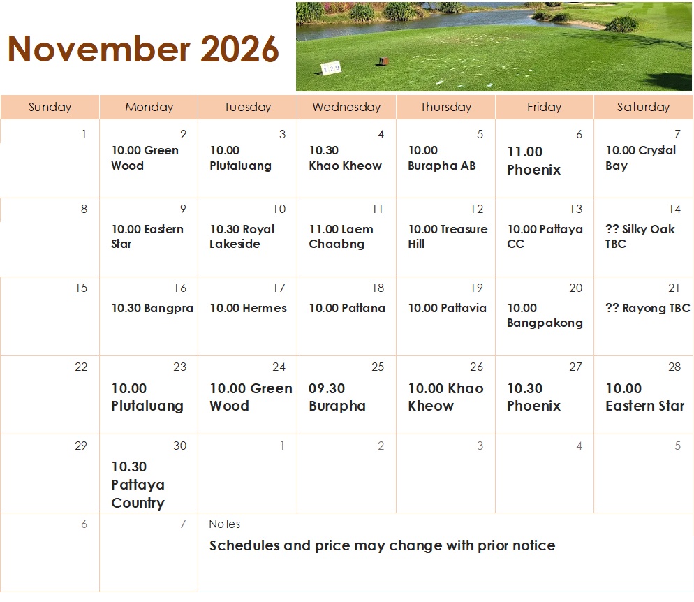 Daily Golf November 2026
